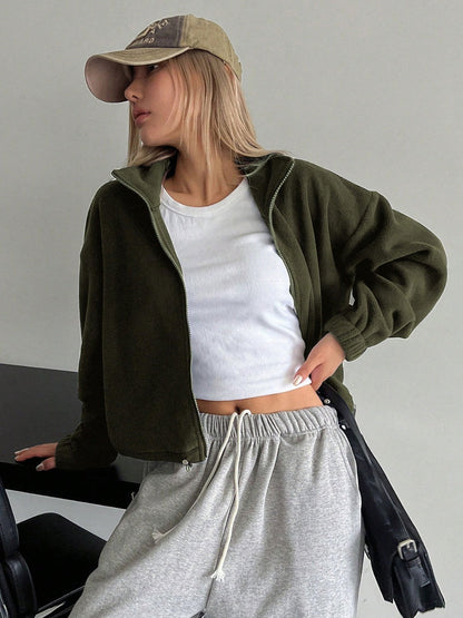 Cropped Zip Jacket - The Olive Wardrobe