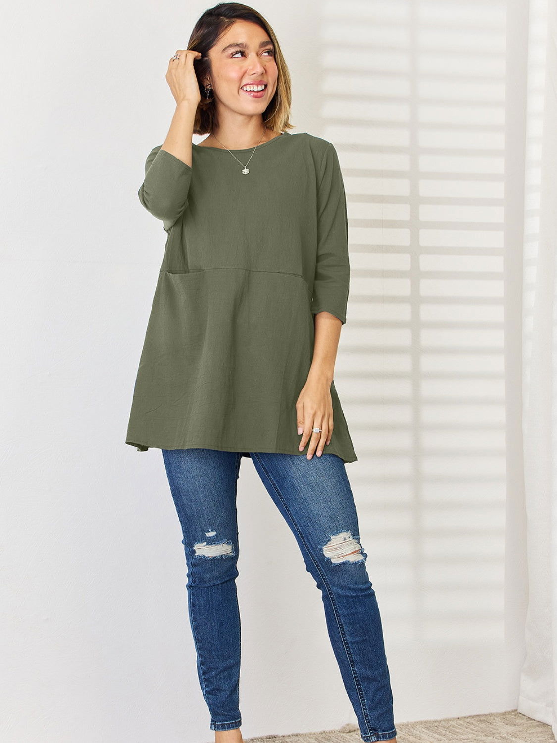 Pocketed Serenity Blouse - The Olive Wardrobe