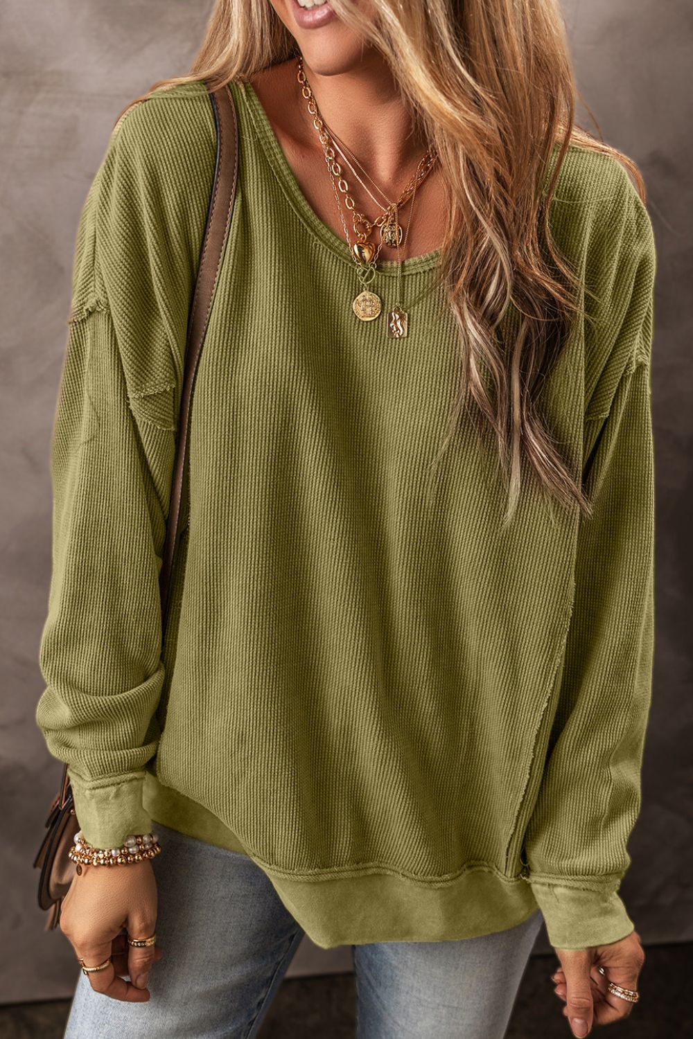 Texture Wave Sweatshirt - The Olive Wardrobe