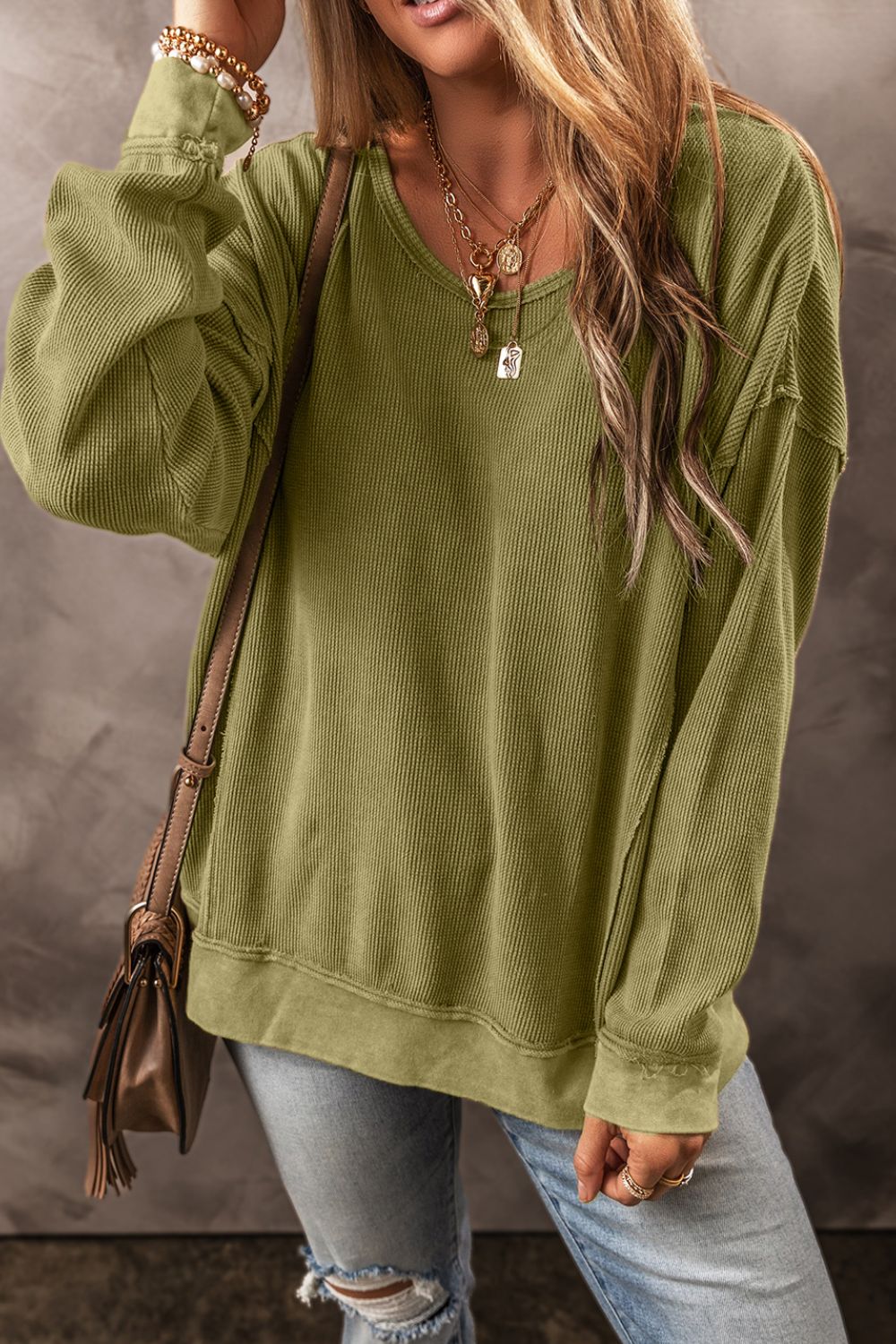 Texture Wave Sweatshirt - The Olive Wardrobe