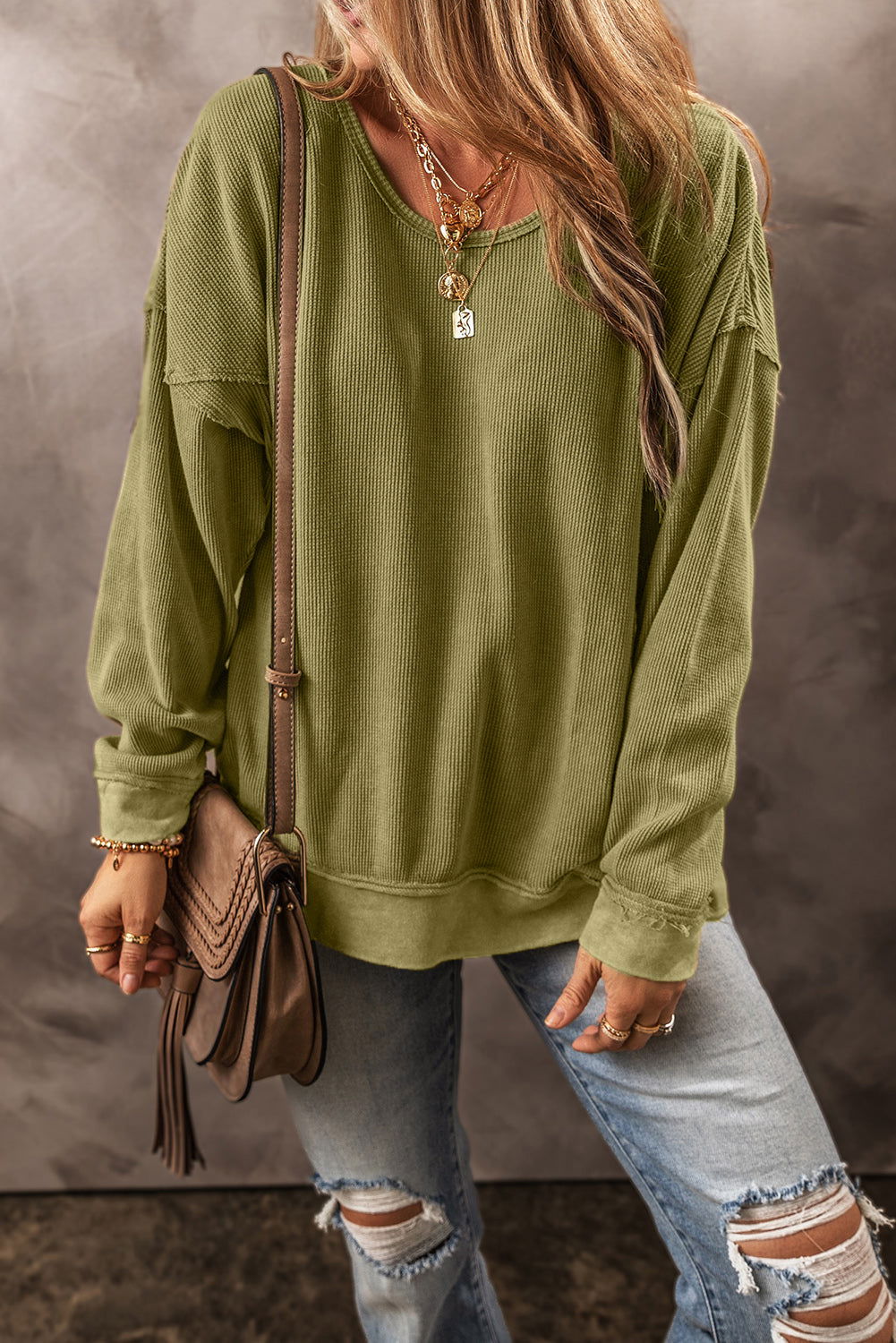 Texture Wave Sweatshirt - The Olive Wardrobe